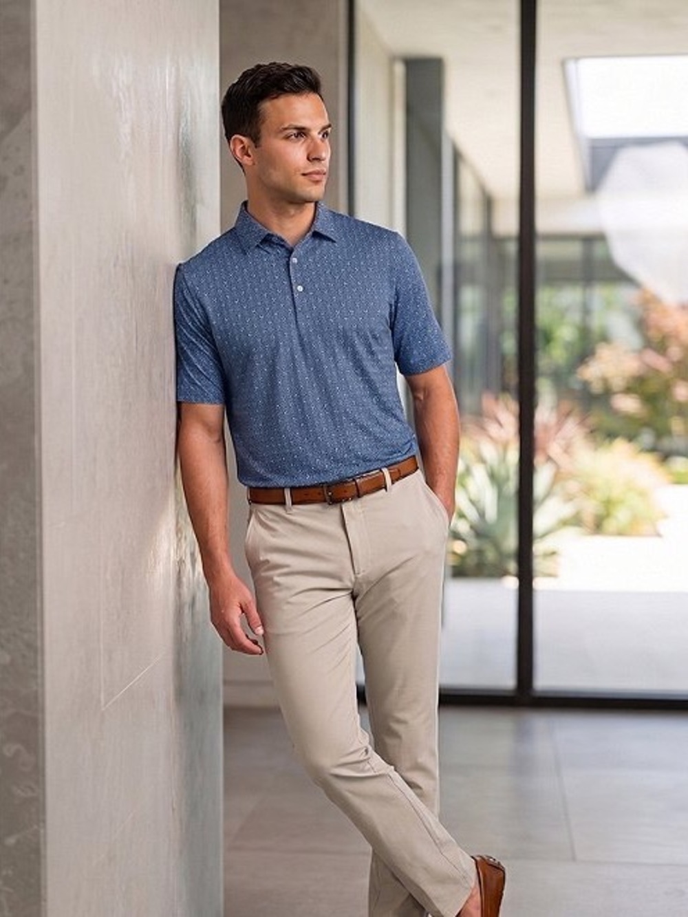 Hart Schaffner Marx /// Men’s Short Sleeve Luxury Performance Diamond Geo Polo